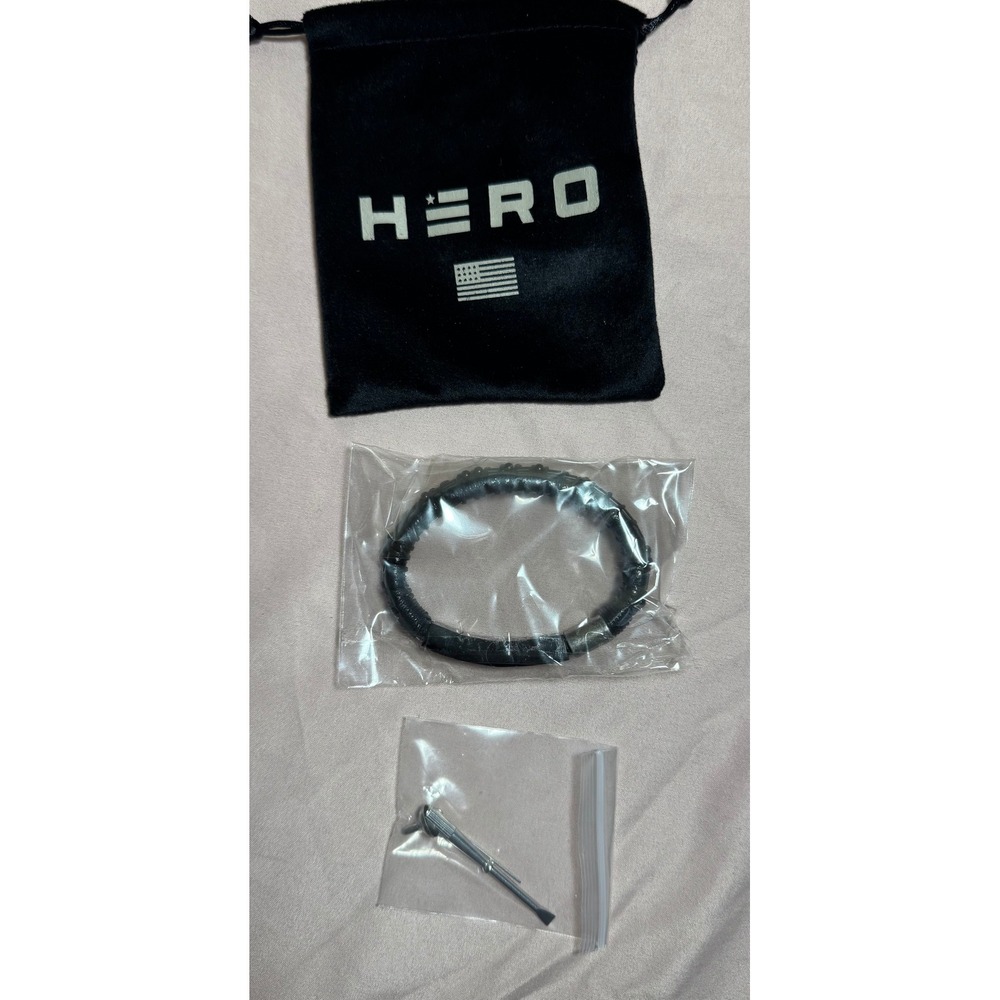 Hero Legacy Black Leather Bracelet Gunmetal Stainless Steel Paw Print ID New